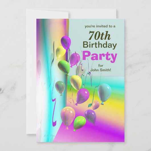 70. Geburtstagsparty Ballon Wall Einladung (Vorderseite)
