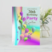 70. Geburtstagsparty Ballon Wall Einladung (Stehend Vorderseite)