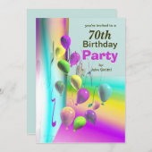 70. Geburtstagsparty Ballon Wall Einladung (Vorne/Hinten)