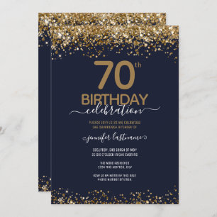 70. Geburtstagsparty Blue and Gold Einladung