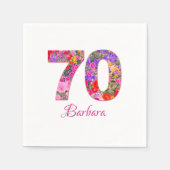 70. Geburtstagsparty Blumenrosa lila Servietten (Vorderseite)