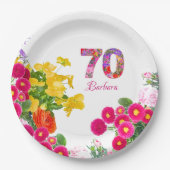 70. Geburtstagsparty Blumenstrauß Blume Teller (Vorderseite)