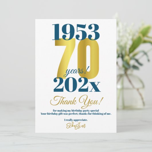 70. Geburtstagsparty Danke (Stehend Vorderseite)