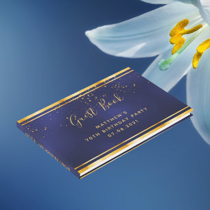 70. Geburtstagsparty dunkelblaues Goldfass Konfett Gästebuch