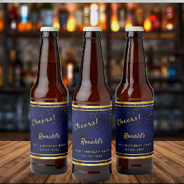 70. Geburtstagsparty dunkelmarineblaue Goldjubeln Bierflaschenetikett