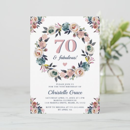 70. Geburtstagsparty Einladung (Stehend Vorderseite)