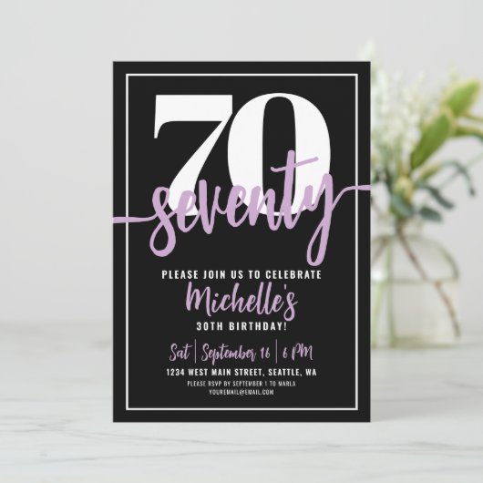 70. Geburtstagsparty Einladung (Stehend Vorderseite)