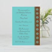 70. Geburtstagsparty Einladung Aqua und Brown (Stehend Vorderseite)