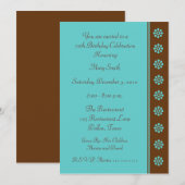 70. Geburtstagsparty Einladung Aqua und Brown (Vorne/Hinten)