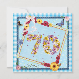 70. Geburtstagsparty Einladung Blume, Schmetterlin