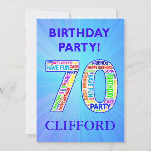 70. Geburtstagsparty Einladung einen Namen hinzufü