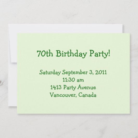 70. Geburtstagsparty Einladung! Einladung (Rückseite)