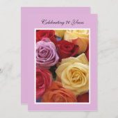 70. Geburtstagsparty Einladung Schöne Rose (Vorne/Hinten)