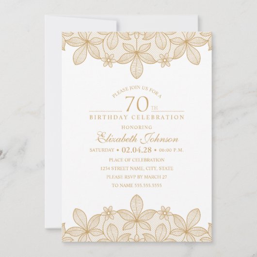 70. Geburtstagsparty Einzigartiges Goldenes Gesich Einladung (Vorderseite)