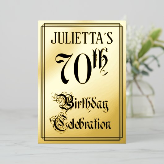 70. Geburtstagsparty — Elegantes Script + Individu Folieneinladung (Stehend vorne)