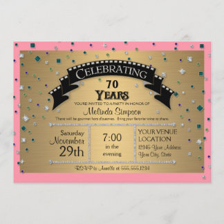 70. Geburtstagsparty feiert Imitate Jewel Confetti Einladung