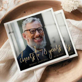 70. Geburtstagsparty Foto Cheers Gold Script Serviette
