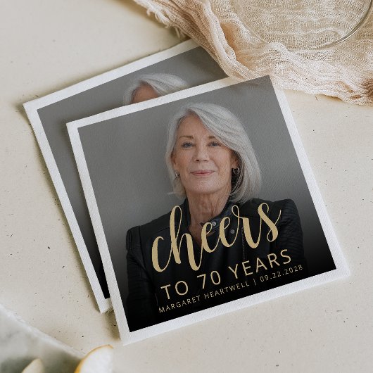 70. Geburtstagsparty Foto Cheers Serviette