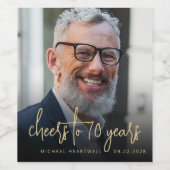 70. Geburtstagsparty Foto Cheers Weinetikett (Einzelnes Label)