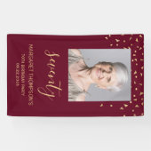 70. Geburtstagsparty Foto Gold Confetti Burgund Banner (Horizontal)
