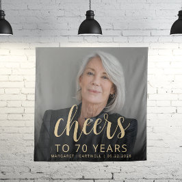 70. Geburtstagsparty Foto Gold Script Cheers Wandteppich