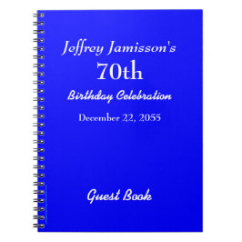 70. Geburtstagsparty Gästebuch Royal Blue Spiral Notizblock