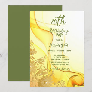 70. Geburtstagsparty Gelbe Blumen & Wirbel Invita Einladung