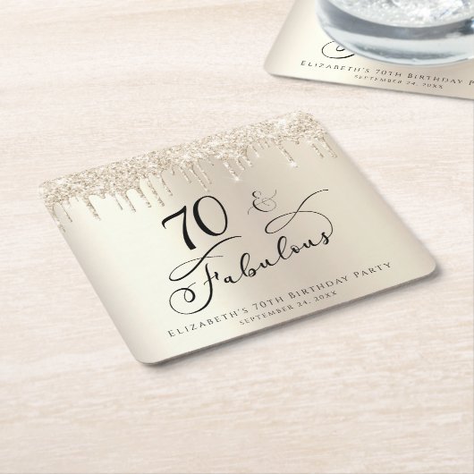 70. Geburtstagsparty Glitzer Gold Rechteckiger Pappuntersetzer (angewinkelt)