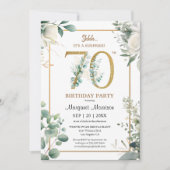 70. Geburtstagsparty Gold Aquarell Einladung (Vorderseite)