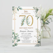 70. Geburtstagsparty Gold Aquarell Einladung (Stehend Vorderseite)