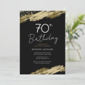 70. Geburtstagsparty Gold Black Einladung (Stehend Vorderseite)