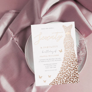 70. Geburtstagsparty Gold Dress Fabulous Folieneinladung