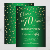 70. Geburtstagsparty - Gold Green Einladung (Vorne/Hinten)