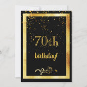 70. Geburtstagsparty Gold Rahmen schwarz Einladung (Vorderseite)