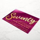 70. Geburtstagsparty Gold Rosa Waschwasser Folieneinladung (Gedreht)