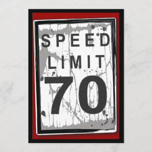 70. Geburtstagsparty Grungy Speed Limit Sign Einladung
