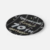 70. Geburtstagsparty Ihren Namen hinzufügen Pappteller (Schrägansicht)