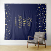 70. Geburtstagsparty im Hintergrund von Gold & Nav Wandteppich (Beispiel (Horizontal))
