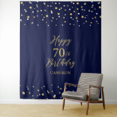 70. Geburtstagsparty im Hintergrund von Gold & Nav Wandteppich (Beispiel)