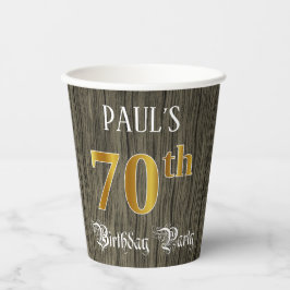 70. Geburtstagsparty - Imitate Gold & Imitate Wood Pappbecher