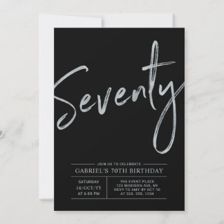 70. Geburtstagsparty in Silver & Black Einladung
