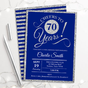 70. Geburtstagsparty - JEDES ALTER Silver Royal Bl Einladung