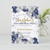 70. Geburtstagsparty Marineballons Einladung (Stehend Vorderseite)