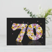 70. Geburtstagsparty mit Blumenbriefen Einladung (Stehend Vorderseite)