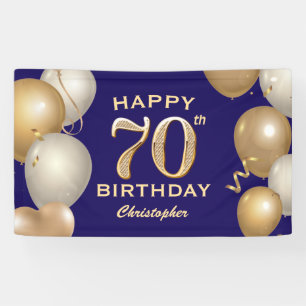 70. Geburtstagsparty Navy Blue and Gold Balloons Banner