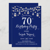 70. Geburtstagsparty - Navy Blue Einladung (Vorne/Hinten)