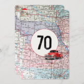 70. Geburtstagsparty Red Retro Truck Einladung (Vorne/Hinten)