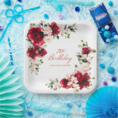 70. Geburtstagsparty Rosa Blumenmuster Pappteller (Party)