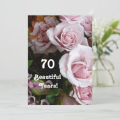 70. Geburtstagsparty - Rosa Bouquet Einladung (Stehend Vorderseite)