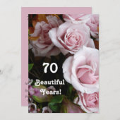 70. Geburtstagsparty - Rosa Bouquet Einladung (Vorne/Hinten)
